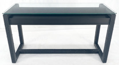 EstablishedLines Ebonized Faux Bamboo Reed Two Door Glass Top Console Sofa Table MINT!