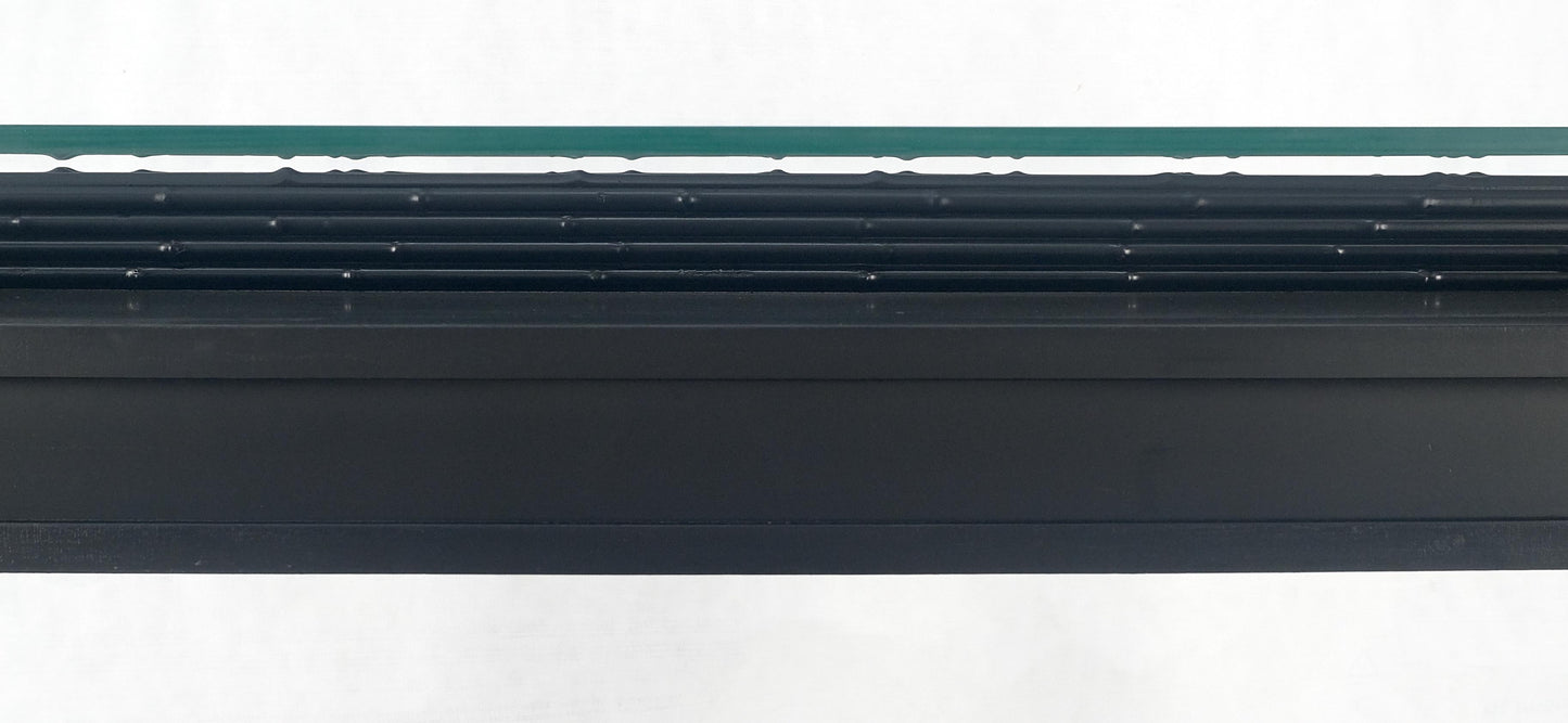 EstablishedLines Ebonized Faux Bamboo Reed Two Door Glass Top Console Sofa Table MINT!