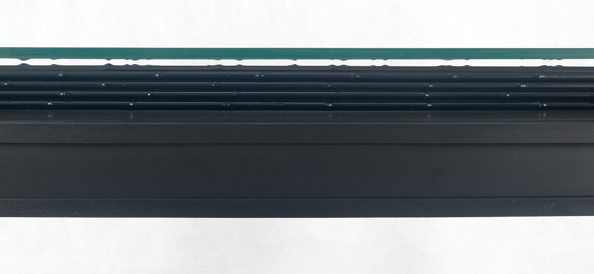 EstablishedLines Ebonized Faux Bamboo Reed Two Door Glass Top Console Sofa Table MINT!