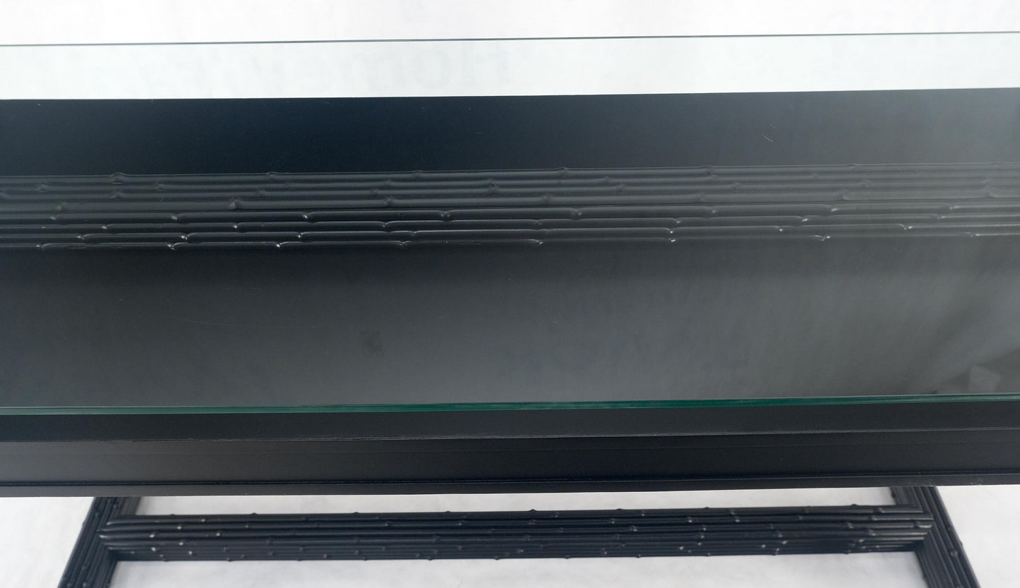 EstablishedLines Ebonized Faux Bamboo Reed Two Door Glass Top Console Sofa Table MINT!