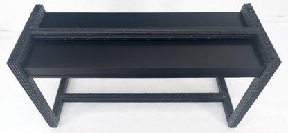 EstablishedLines Ebonized Faux Bamboo Reed Two Door Glass Top Console Sofa Table MINT!