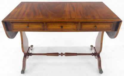 EstablishedLines Drop Leaf Sides Dovetail Drawers Banded Inlaid Top Console Writing Library Table