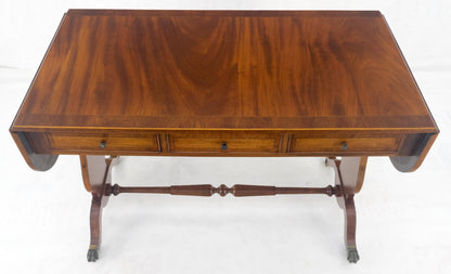 EstablishedLines Drop Leaf Sides Dovetail Drawers Banded Inlaid Top Console Writing Library Table