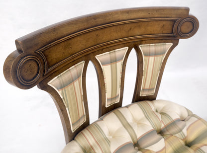 EstablishedLines Pair of Tufted Seats Burl Wood Back Oval Seats Slipper Chairs on Caters MINT