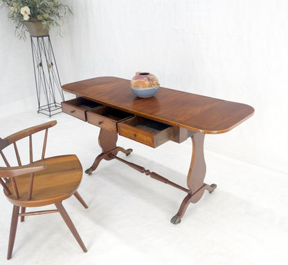 EstablishedLines Drop Leaf Sides Dovetail Drawers Banded Inlaid Top Console Writing Library Table