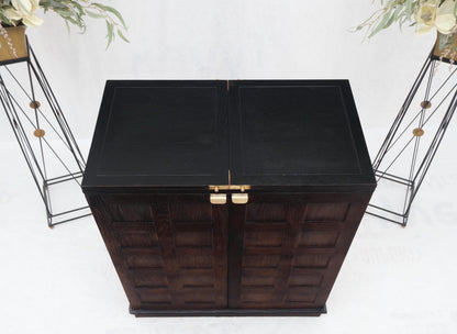 EstablishedLines Fold Away Flip Top Bar Wine Rack Liquor Custom Cabinet Ebonized Oak MINT!