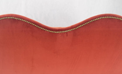 EstablishedLines William & Mary Style Brick Red Camel Back Upholstery Walnut Base Sofa Loveseat