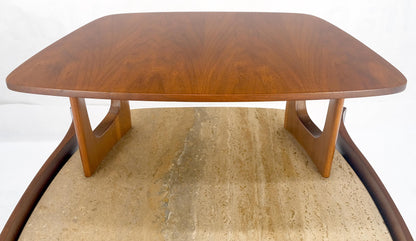 EstablishedLines Pair of Bertha Schaefer Walnut Travertine Top Step Side End Tables Stands MINT!
