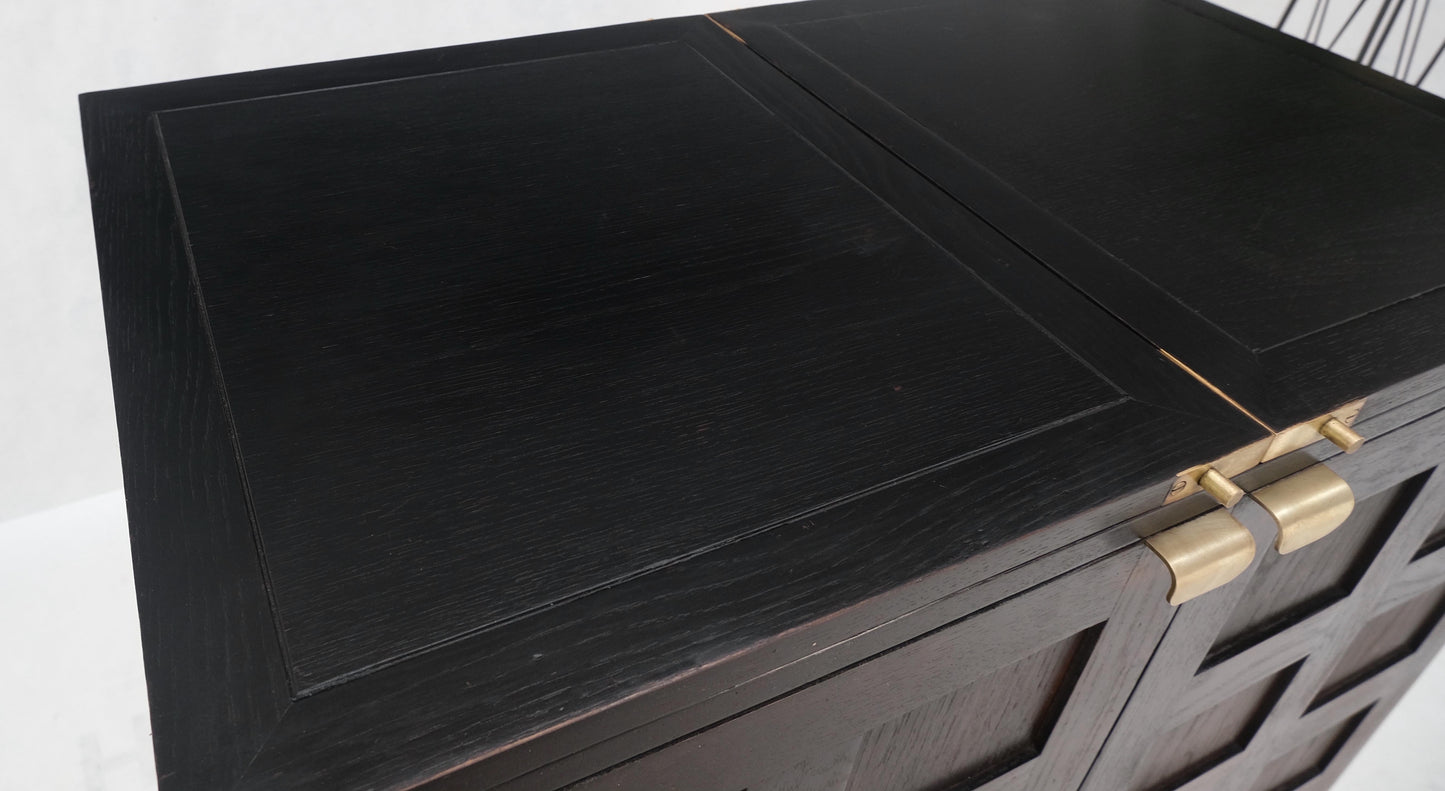 Fold Away Flip Top Bar Wine Rack Liquor Custom Cabinet Ebonized Oak MINT!
