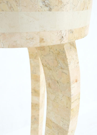 EstablishedLines Elegant Tessellated Stone Tri Leg Pedestal Stand Side Table Mint