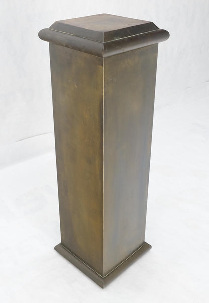 Solid Brass Sheet Metal Forged Square Mid Century Modern Machine Age Pedestal