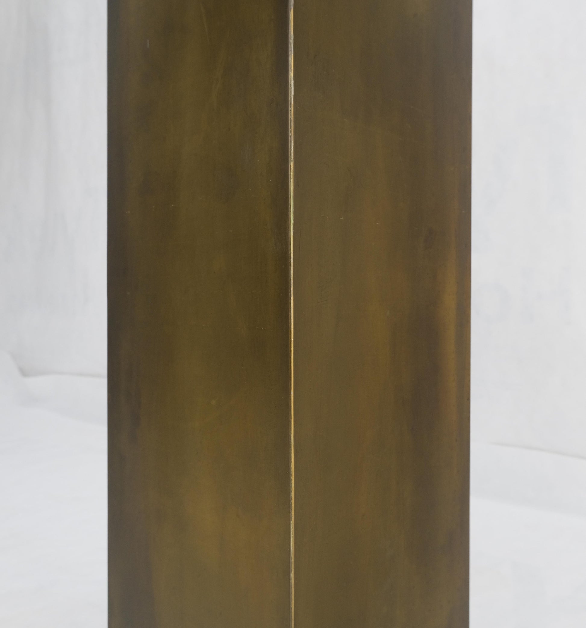 EstablishedLines Solid Brass Sheet Metal Forged Square Mid Century Modern Machine Age Pedestal