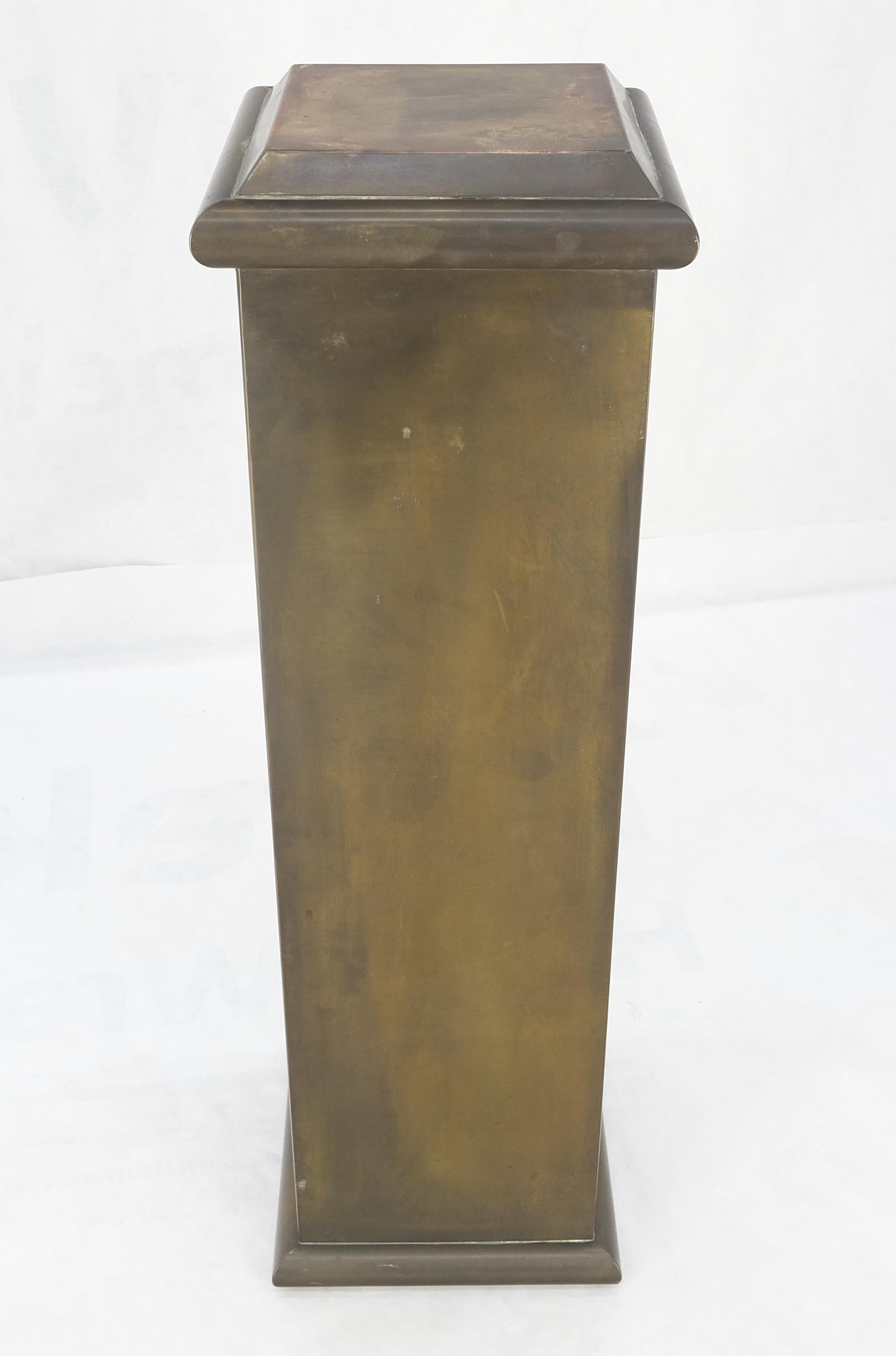 Solid Brass Sheet Metal Forged Square Mid Century Modern Machine Age Pedestal