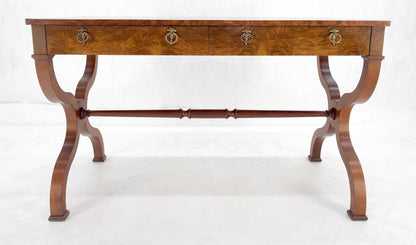 EstablishedLines Baker Low Profile Burl Wood Two Drawers Regency Desk Console Writing Table MINT