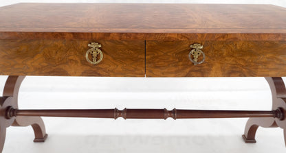 EstablishedLines Baker Low Profile Burl Wood Two Drawers Regency Desk Console Writing Table MINT