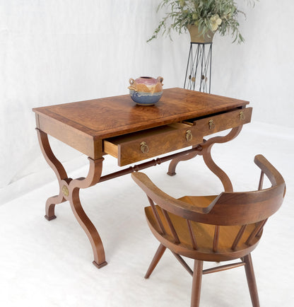 EstablishedLines Baker Low Profile Burl Wood Two Drawers Regency Desk Console Writing Table MINT