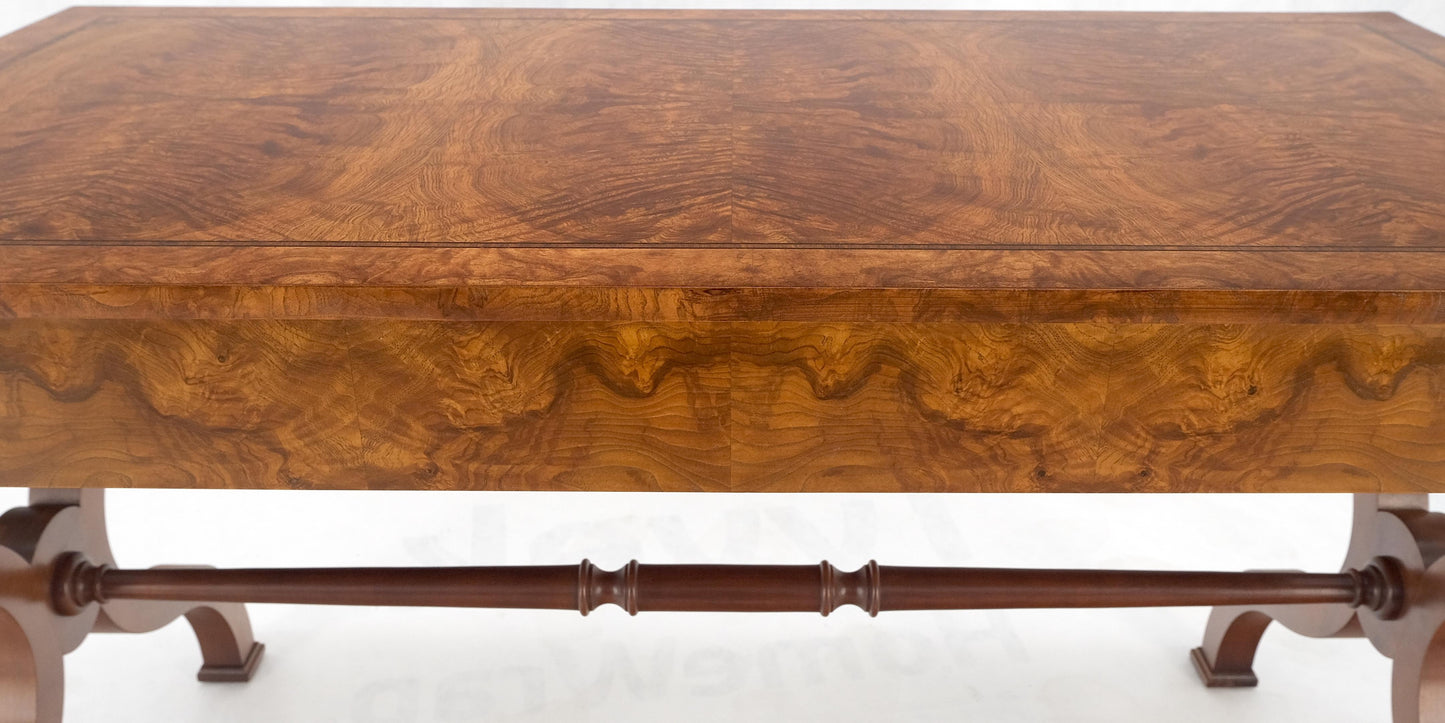 EstablishedLines Baker Low Profile Burl Wood Two Drawers Regency Desk Console Writing Table MINT