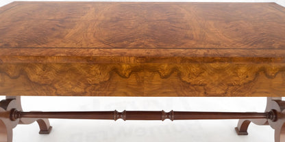 EstablishedLines Baker Low Profile Burl Wood Two Drawers Regency Desk Console Writing Table MINT