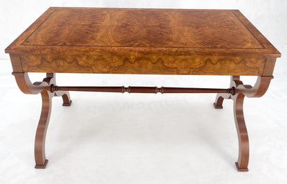 EstablishedLines Baker Low Profile Burl Wood Two Drawers Regency Desk Console Writing Table MINT