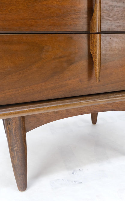 EstablishedLines Pair Walnut Mid Century 3 Drawers Sculptural Night Stands End Tables Mint!