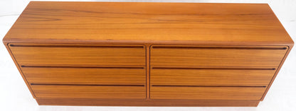 Danish Mid Century Modern Teak 6 Drawers Dresser Credenza Recessed Pulls MINT!