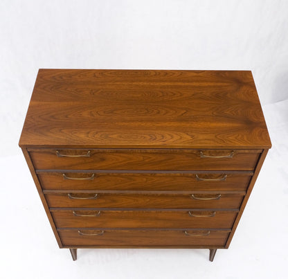 Mid-Century Modern Walnut & Burl Accents Dresser High Chest Mint!