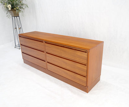 Danish Mid Century Modern Teak 6 Drawers Dresser Credenza Recessed Pulls MINT!