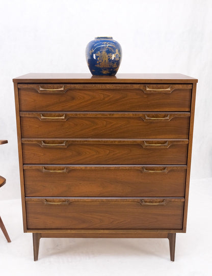 Mid-Century Modern Walnut & Burl Accents Dresser High Chest Mint!