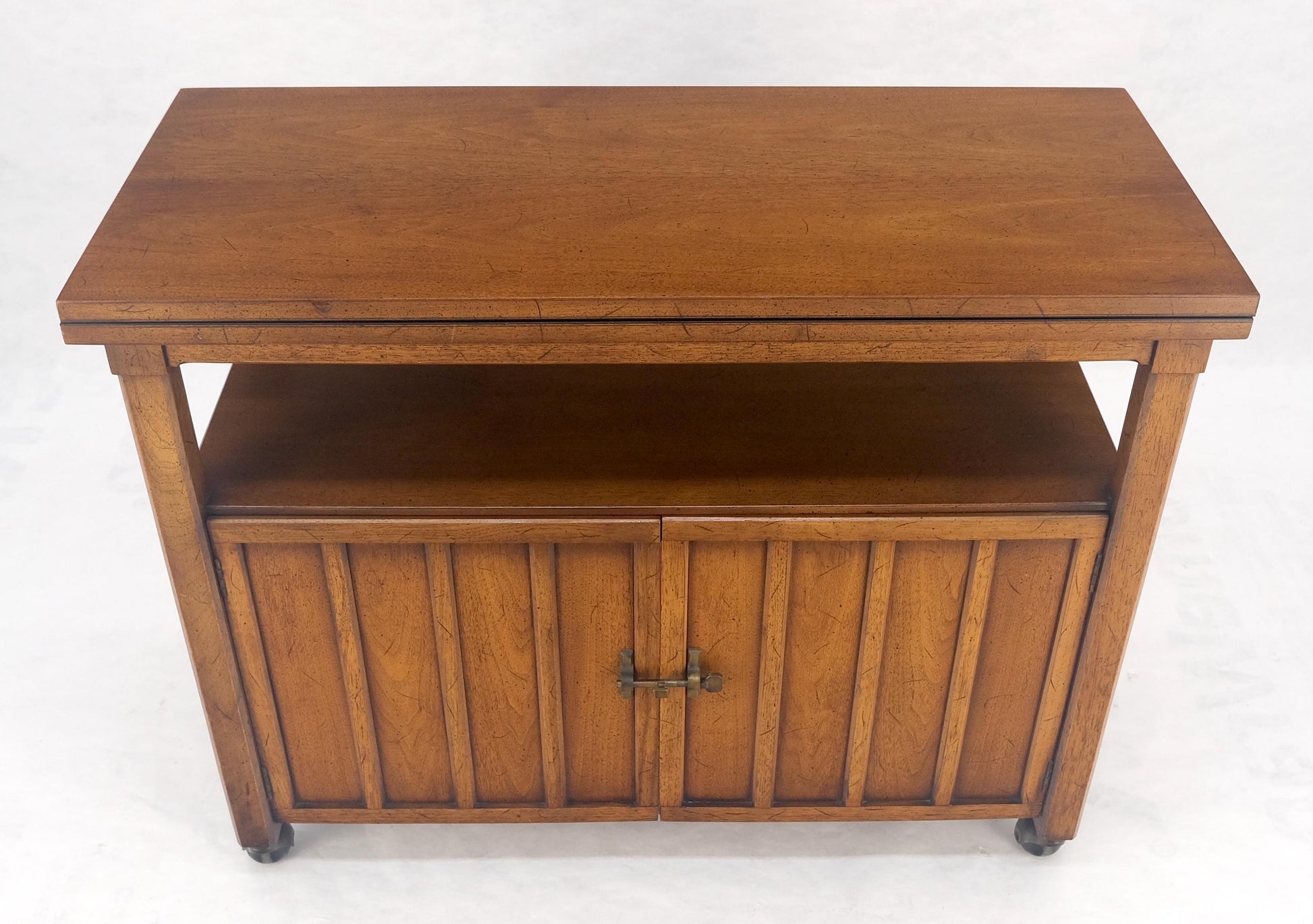 EstablishedLines Flip Top Mid  Century Modern Serving Cart Two Doors Compartment on Wheels MINT