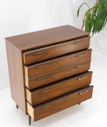 Mid-Century Modern Walnut & Burl Accents Dresser High Chest Mint!