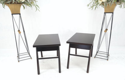 EstablishedLines Pair of Gibbings Ebonized Dark Lacquer Walnut One Drawer End Side Tables Mint!
