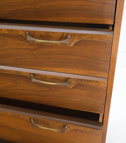 Mid-Century Modern Walnut & Burl Accents Dresser High Chest Mint!