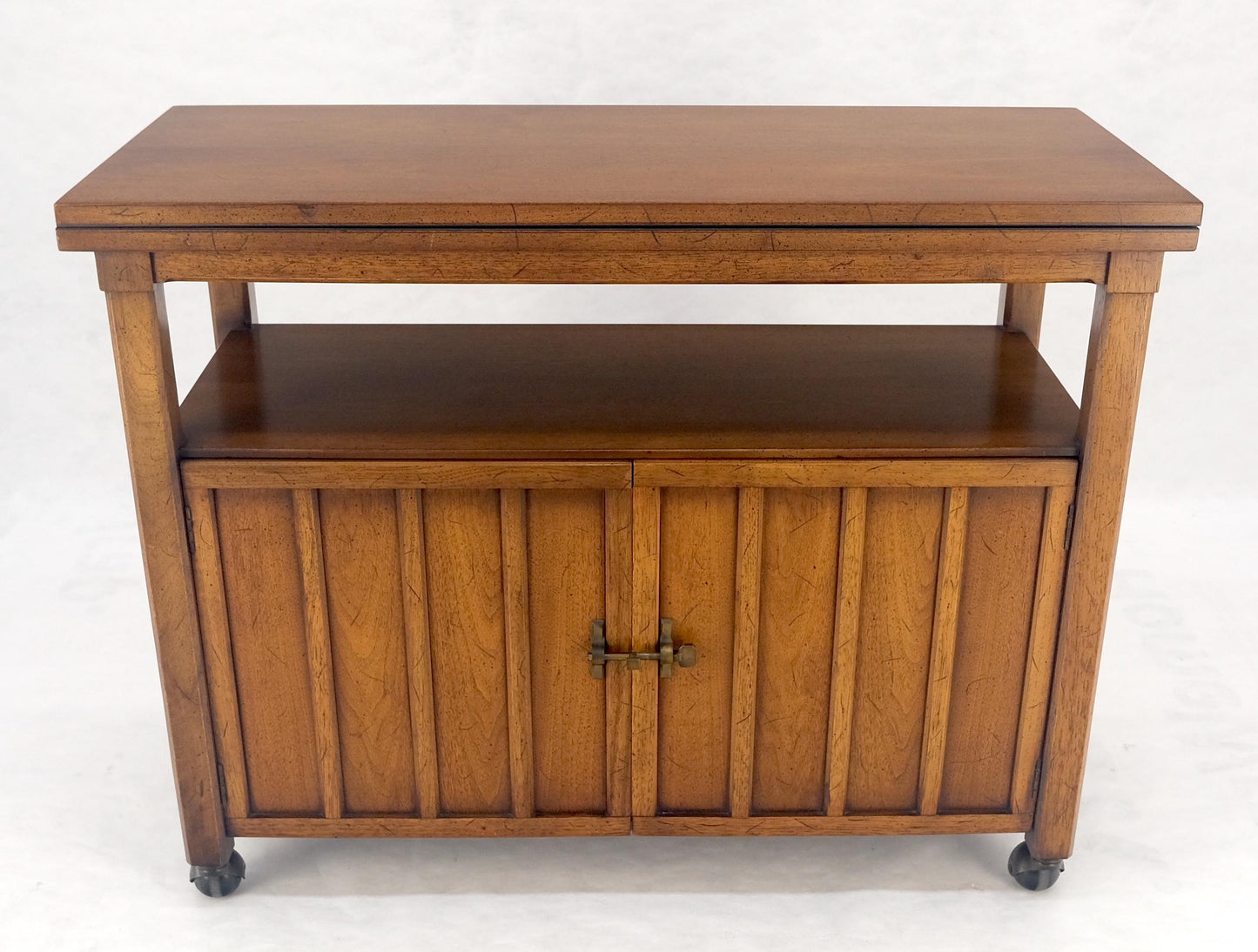 EstablishedLines Flip Top Mid  Century Modern Serving Cart Two Doors Compartment on Wheels MINT