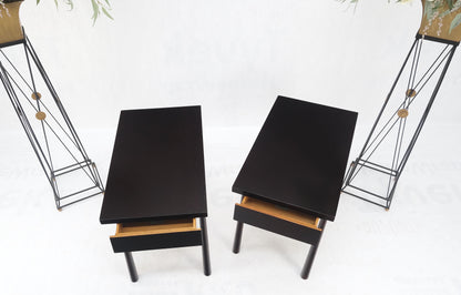 EstablishedLines Pair of Gibbings Ebonized Dark Lacquer Walnut One Drawer End Side Tables Mint!