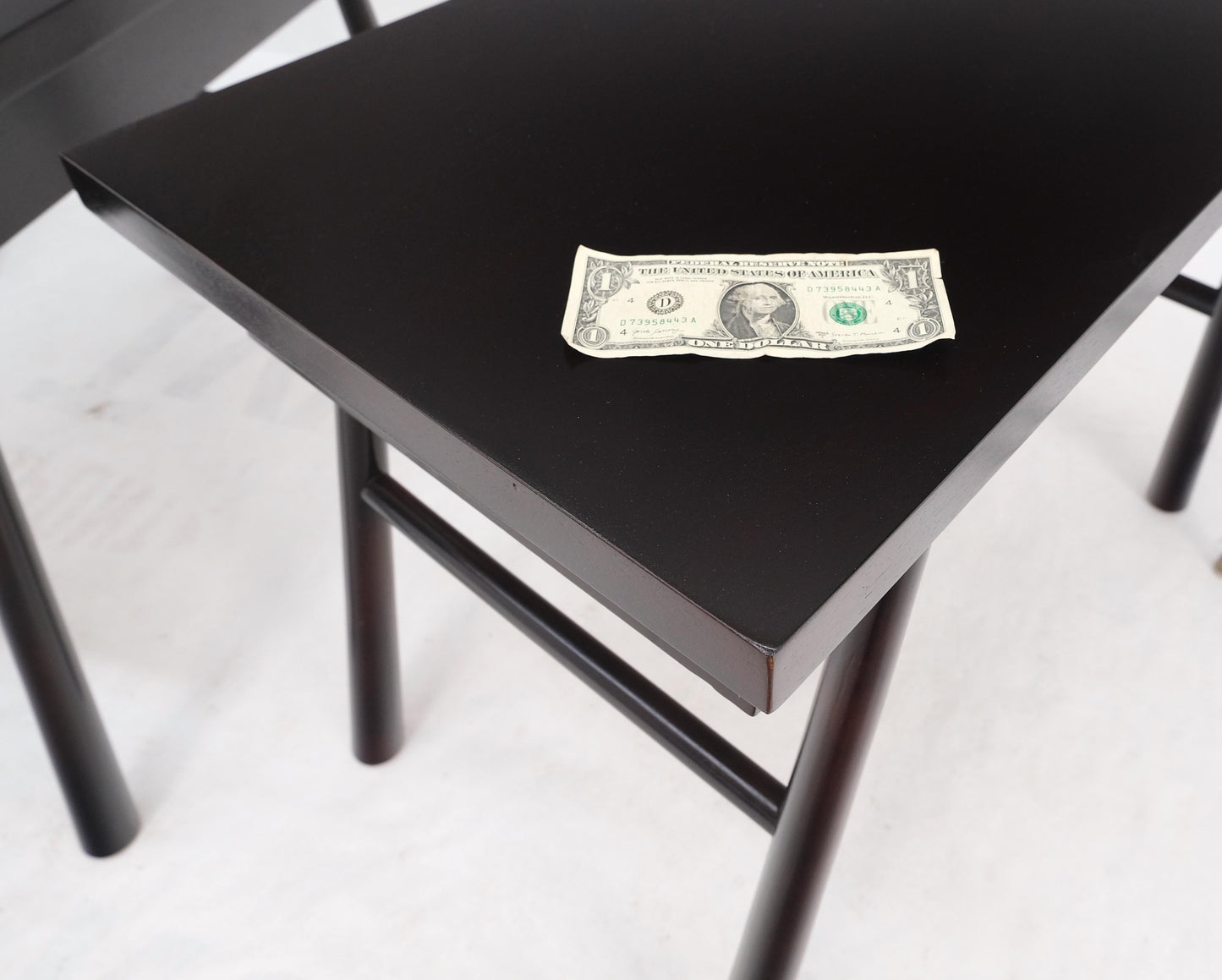 EstablishedLines Pair of Gibbings Ebonized Dark Lacquer Walnut One Drawer End Side Tables Mint!
