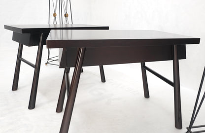 EstablishedLines Pair of Gibbings Ebonized Dark Lacquer Walnut One Drawer End Side Tables Mint!