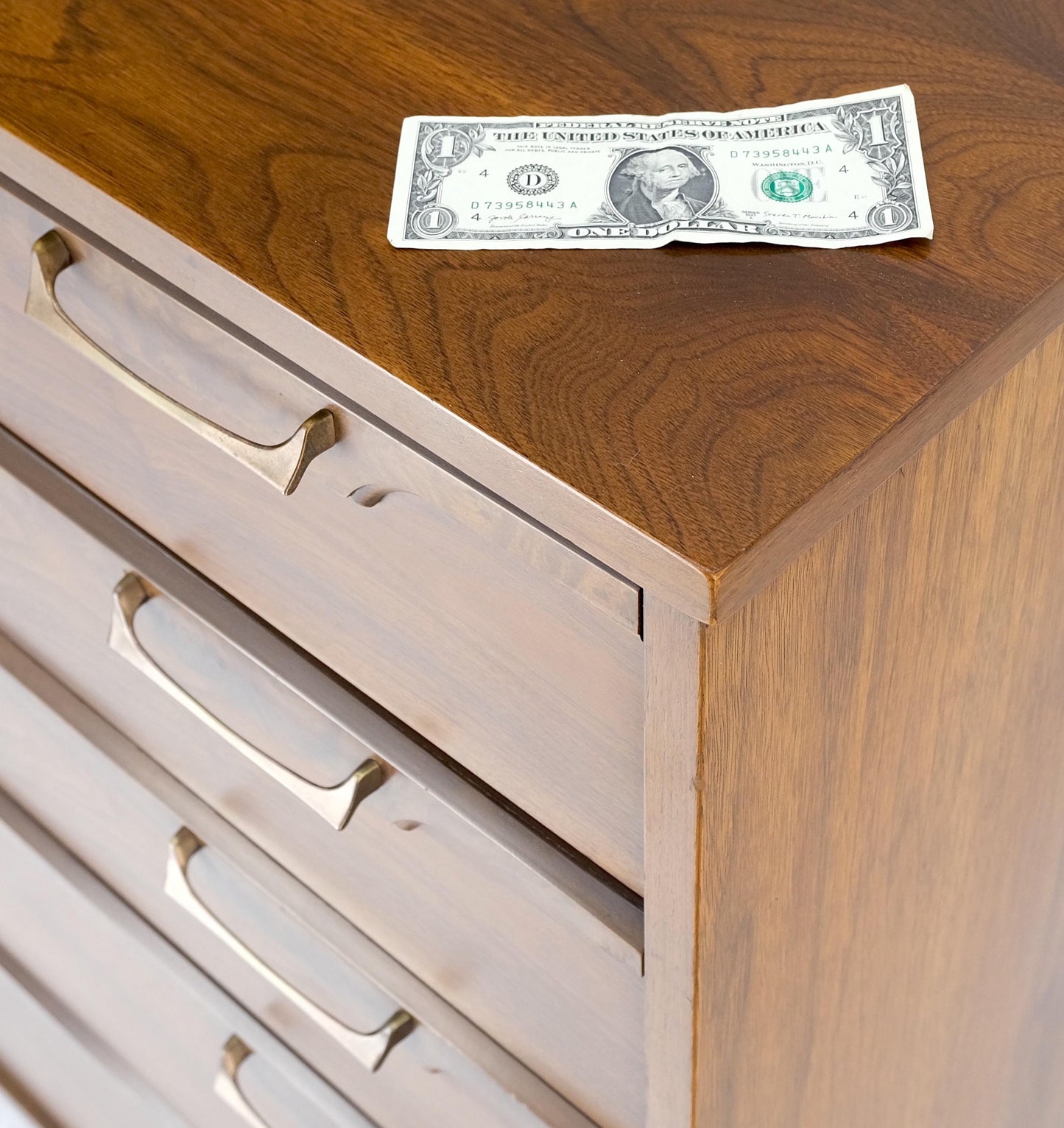 Mid-Century Modern Walnut & Burl Accents Dresser High Chest Mint!