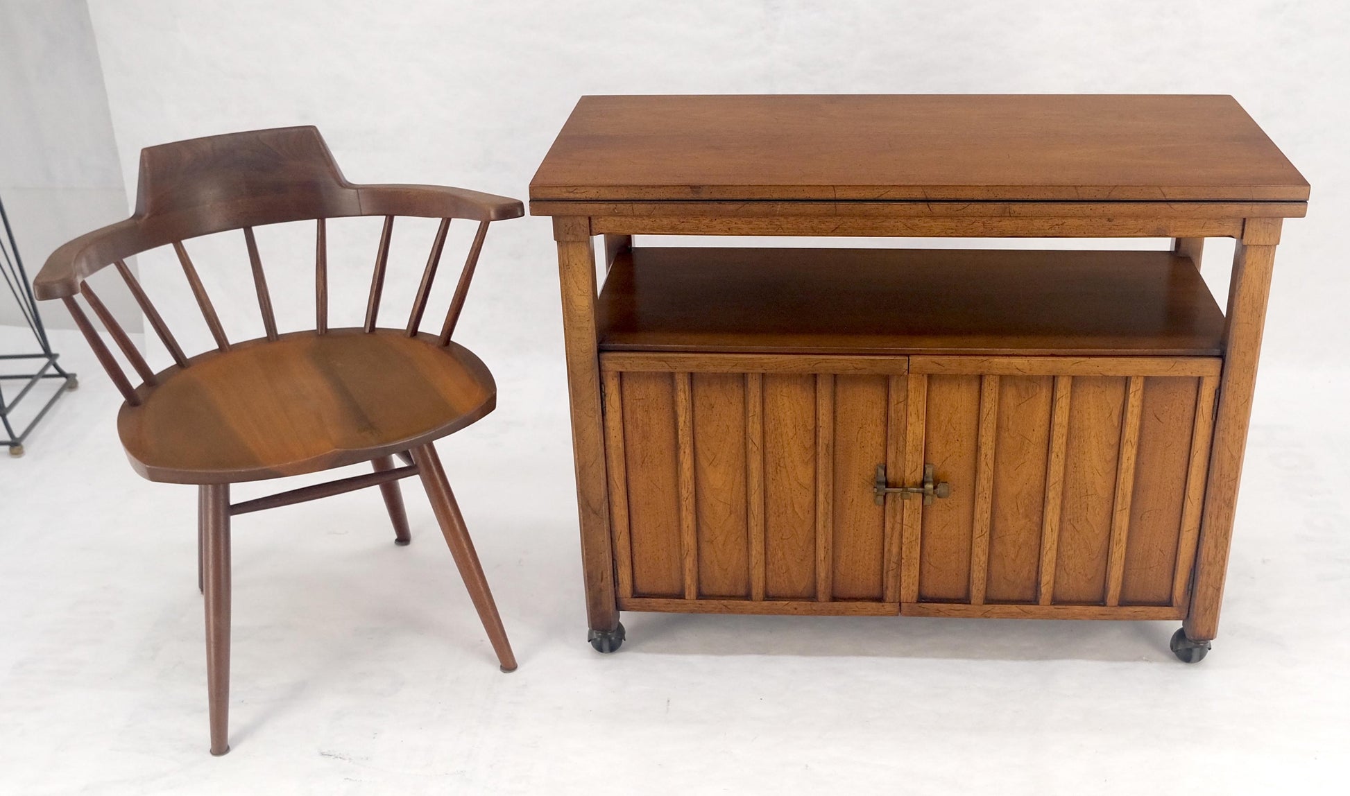 EstablishedLines Flip Top Mid  Century Modern Serving Cart Two Doors Compartment on Wheels MINT