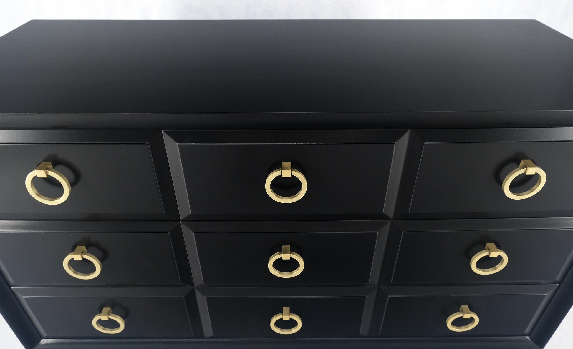 EstablishedLines Gibbings for Widdicomb Black Lacquer Solid Brass Drop Ring Pulls Dresser MINT!