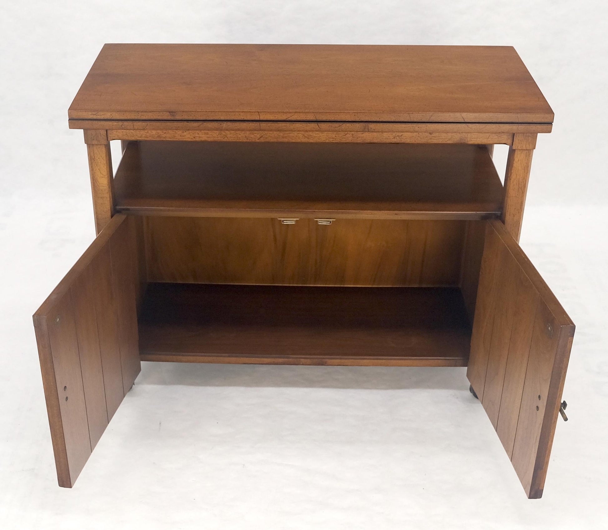 EstablishedLines Flip Top Mid  Century Modern Serving Cart Two Doors Compartment on Wheels MINT