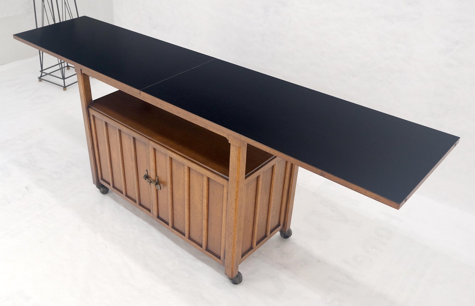 EstablishedLines Flip Top Mid  Century Modern Serving Cart Two Doors Compartment on Wheels MINT