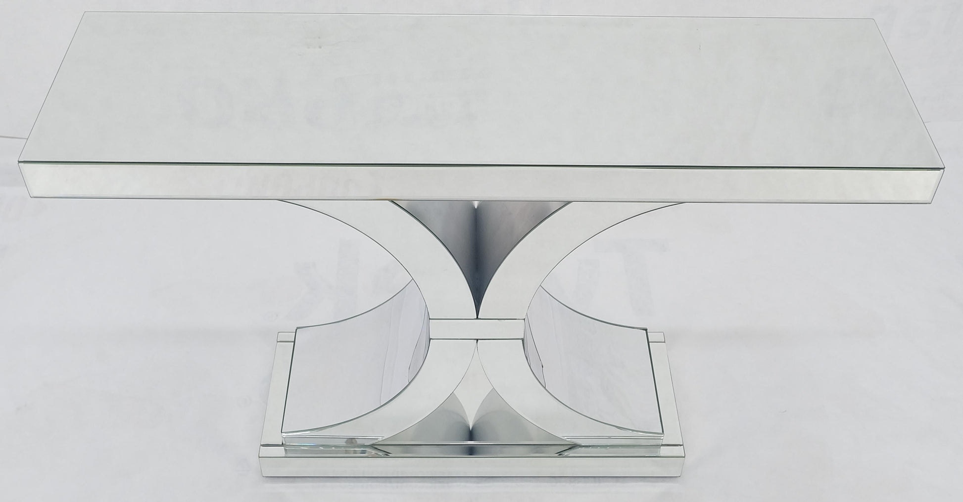 EstablishedLines All Mirrored 360 Degrees Beveled & Curved Mirror 4' Long Console Sofa Table MINT