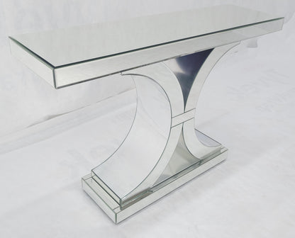 EstablishedLines All Mirrored 360 Degrees Beveled & Curved Mirror 4' Long Console Sofa Table MINT