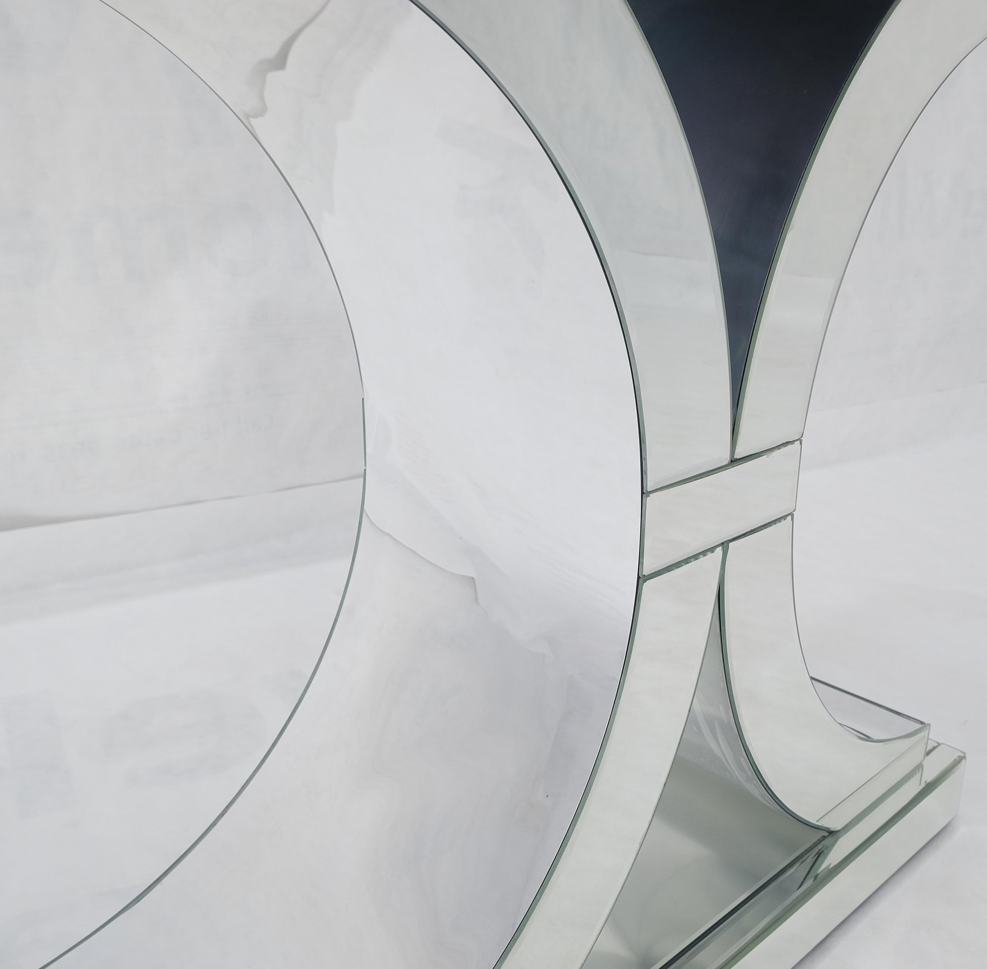 EstablishedLines All Mirrored 360 Degrees Beveled & Curved Mirror 4' Long Console Sofa Table MINT