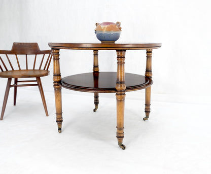 Baker Turned Legs Round Two Tier Occasional Center Serving Table Stand MINT