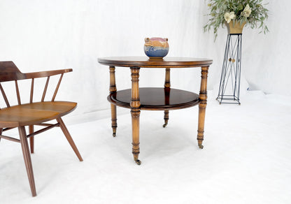 Baker Turned Legs Round Two Tier Occasional Center Serving Table Stand MINT