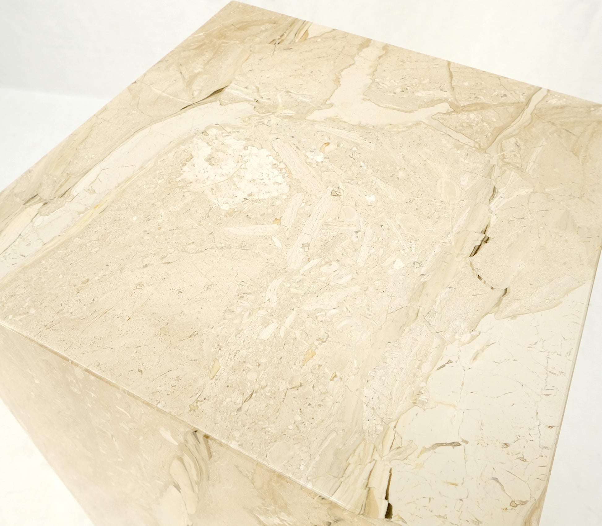EstablishedLines Mid Century Modern 18x18" Square 29" Tall White Marble Pedestal MINT!
