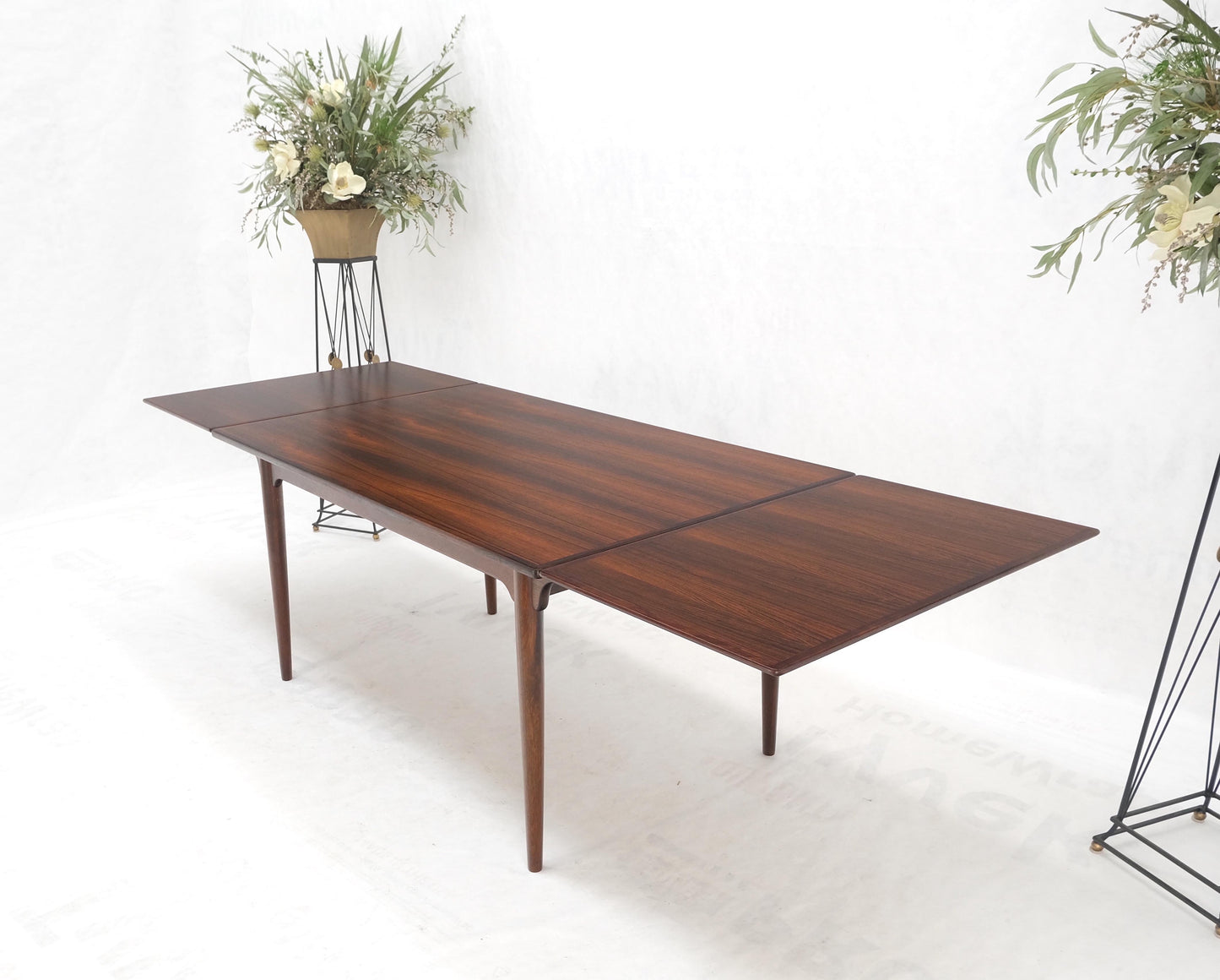 Large Danish Mid-Century Modern Rosewood Refectory Leaves Dining Table Mint!