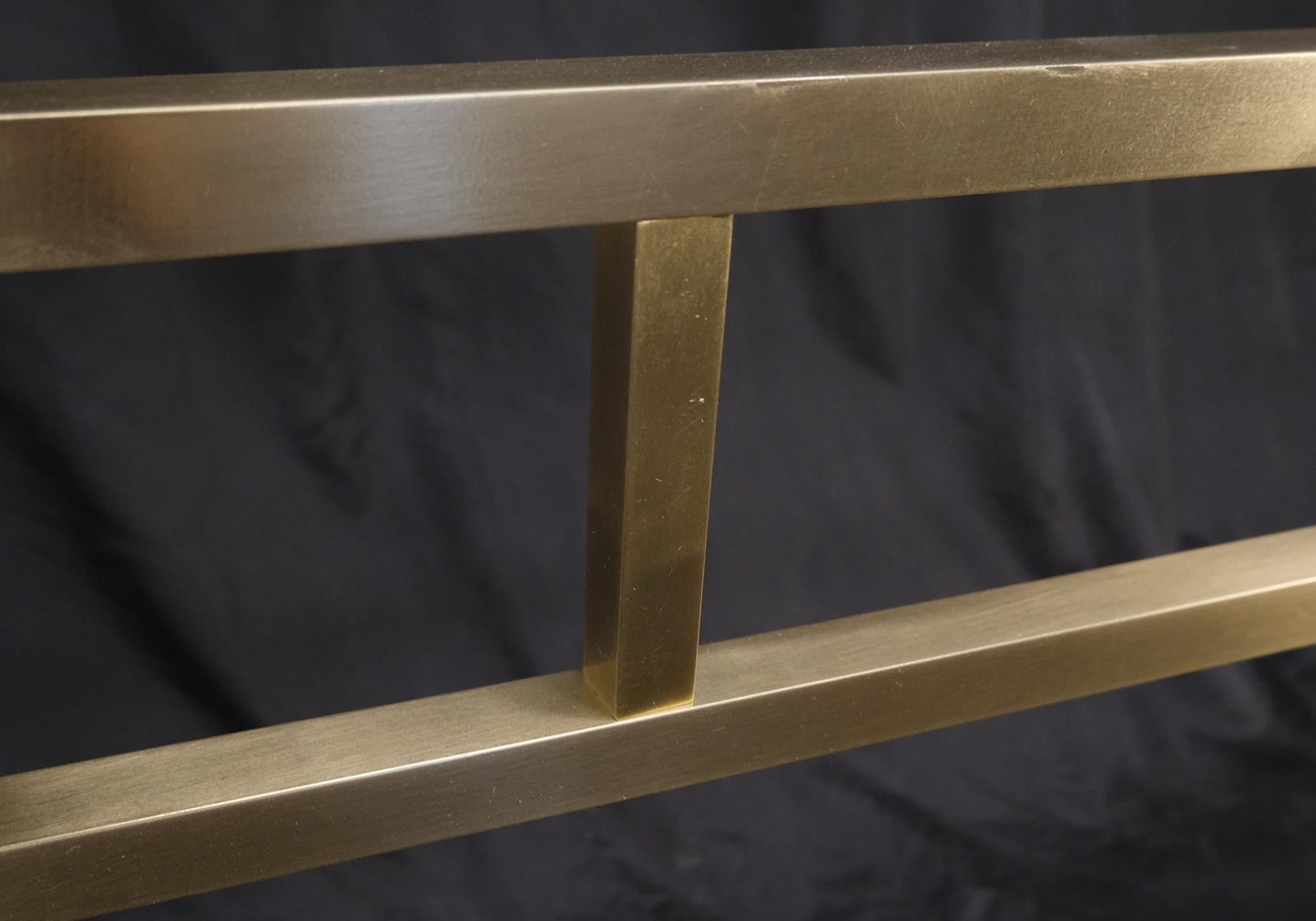 Lucite & Brass Base Glass Top Console Sofa Table Mid-Century Modern Mint