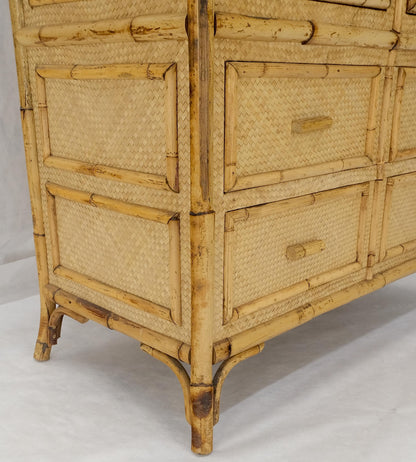 EstablishedLines Burnt Bamboo Grass Cloth Two Doors Chifforobe Cabinet Gentleman's Chest Dresser